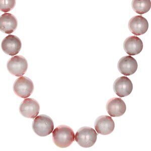 11-14mm Natural Pink Cultured Freshwater Pearl Rhodium Over Silver Necklace